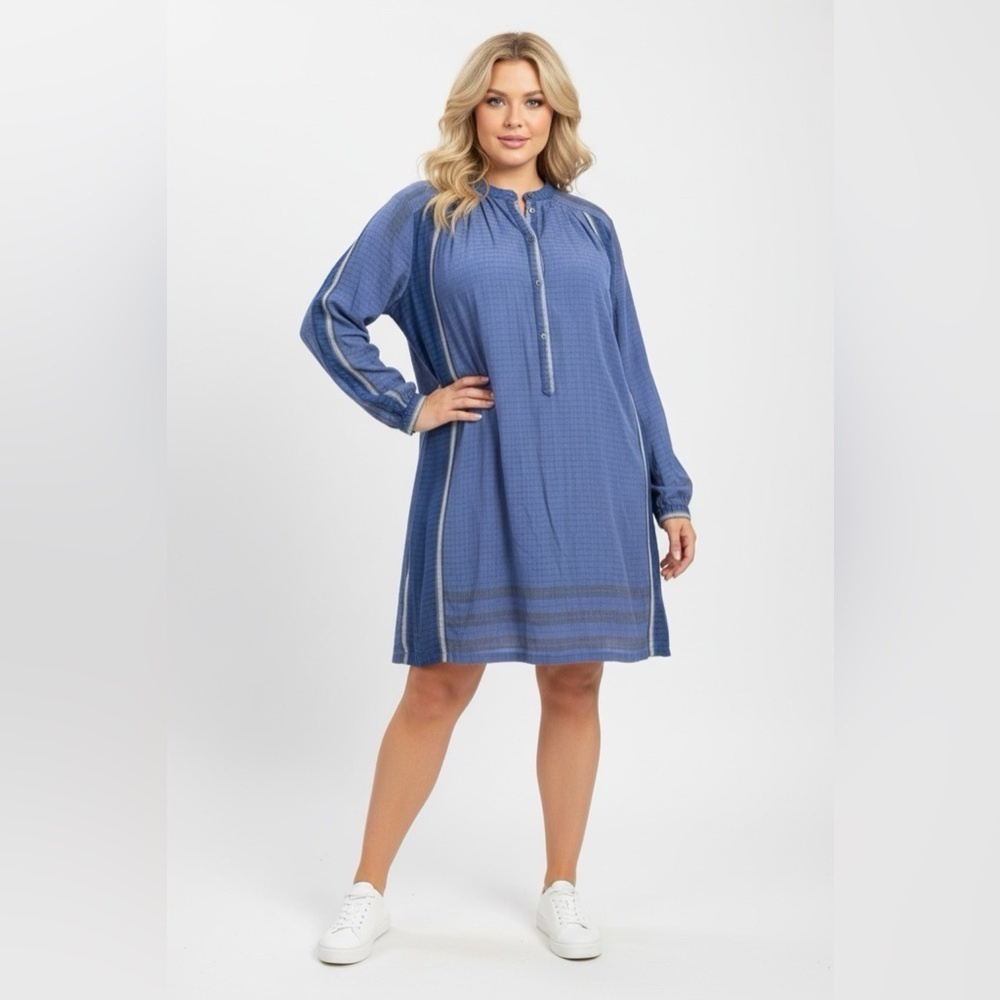 Free People Boho Stripe Long Sleeve Tunic Top in Blue Women’s Size L